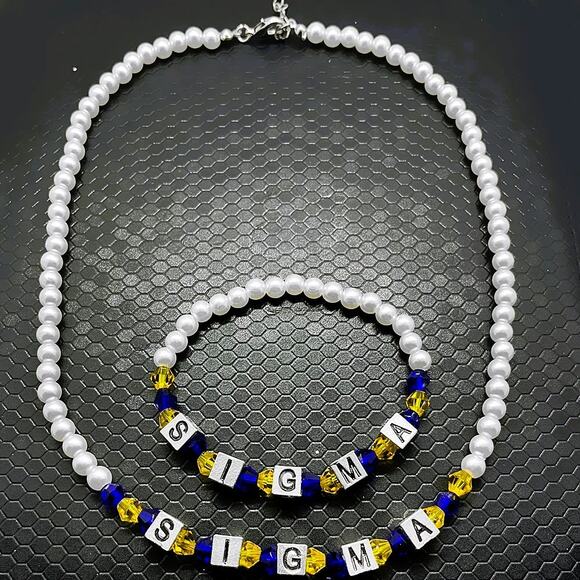 Sigma Gamma Rho Jewelry Set Blue, Gold and White - Picture 4 of 8